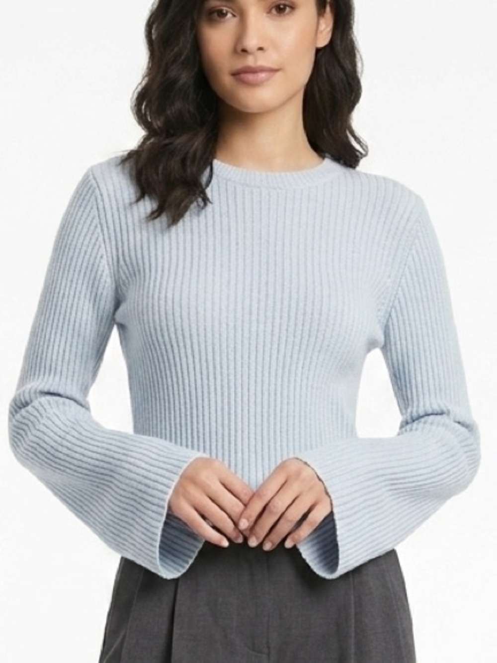 Light blue Knit Sweater pullover bell sleeve long sleeves size small forever 21